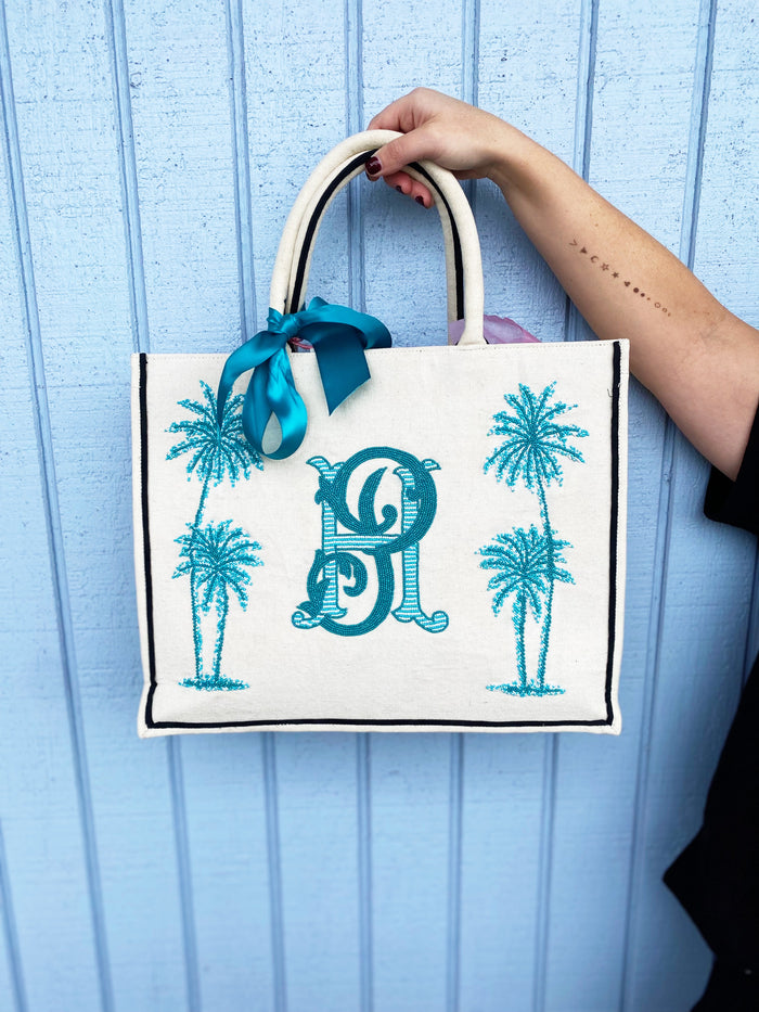 Custom Beaded Monogram Tote