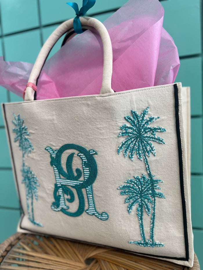 Custom Beaded Monogram Tote
