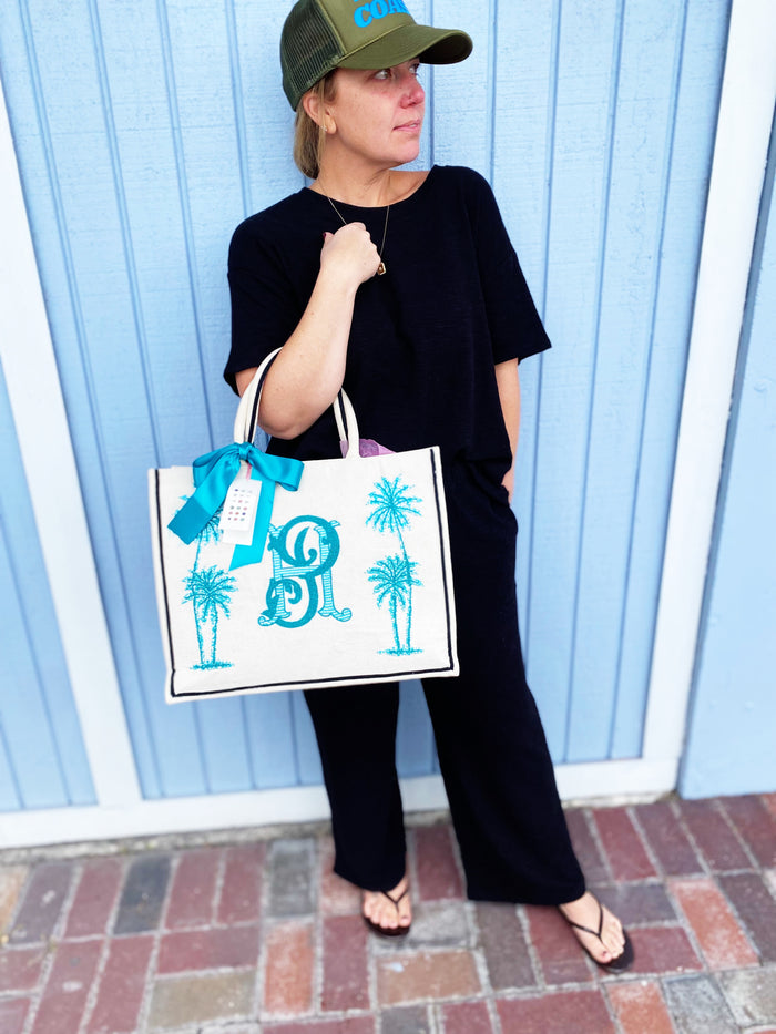 Custom Beaded Monogram Tote