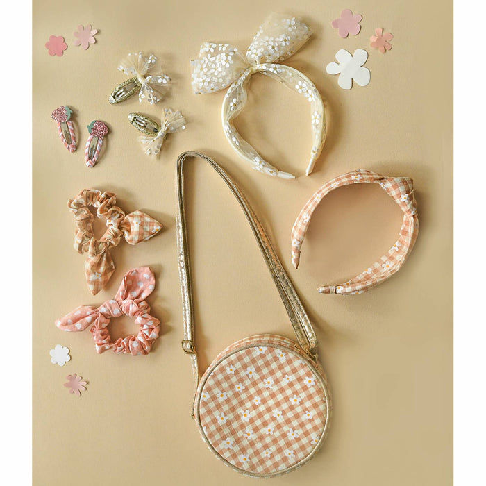 Daisy Gingham Bunny Ears Scrunchies - Wee Bee Baby Boutique