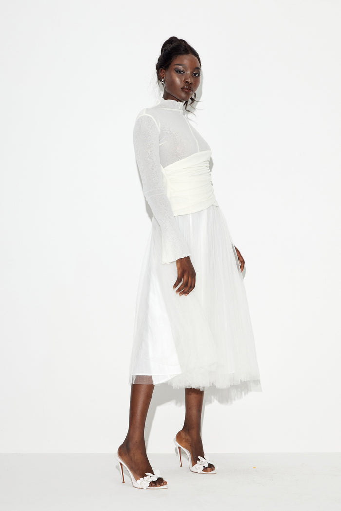 Daniels High Neck Ruch Maxi Dress