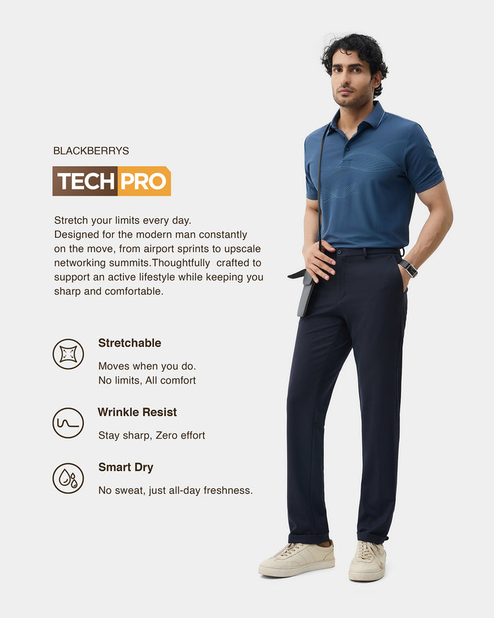 Dark Blue TechPro Printed Polo - Tae