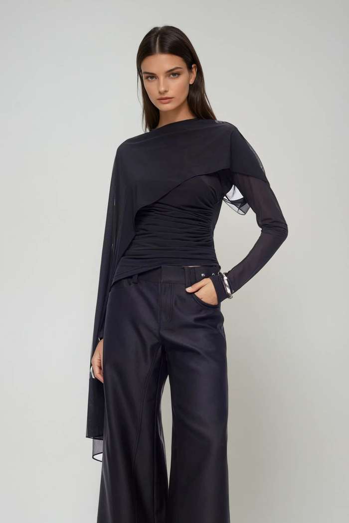 Denice Ruch Shawl Mesh Top