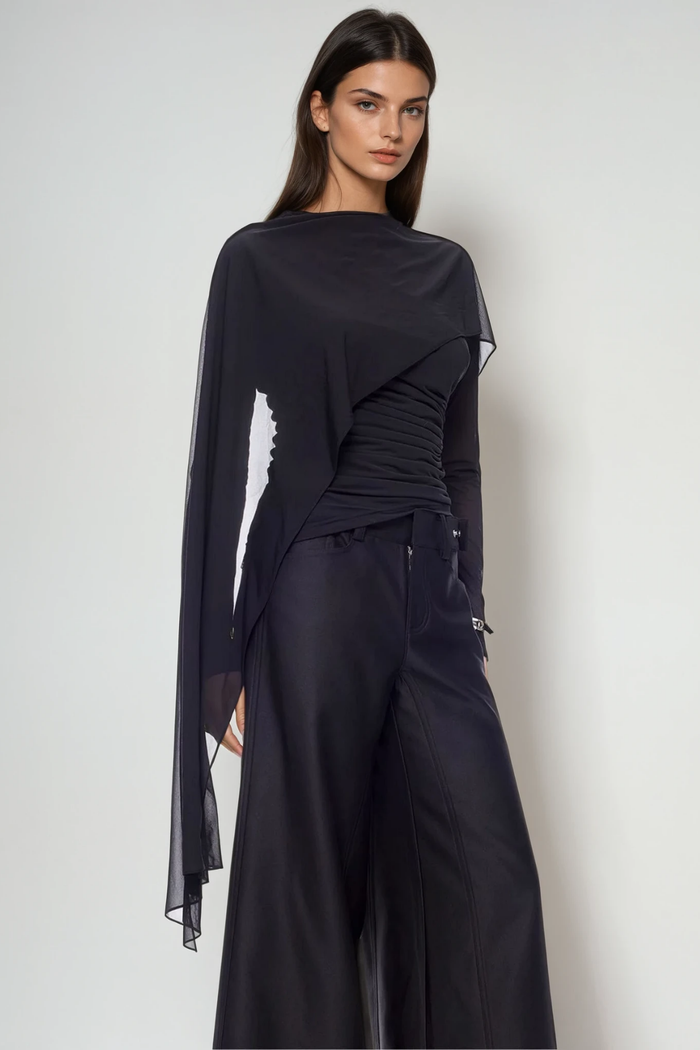 Denice Ruch Shawl Mesh Top