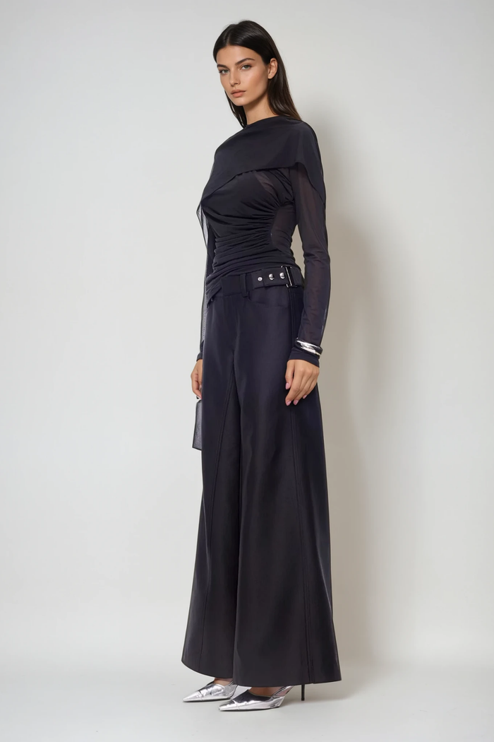 Denice Ruch Shawl Mesh Top