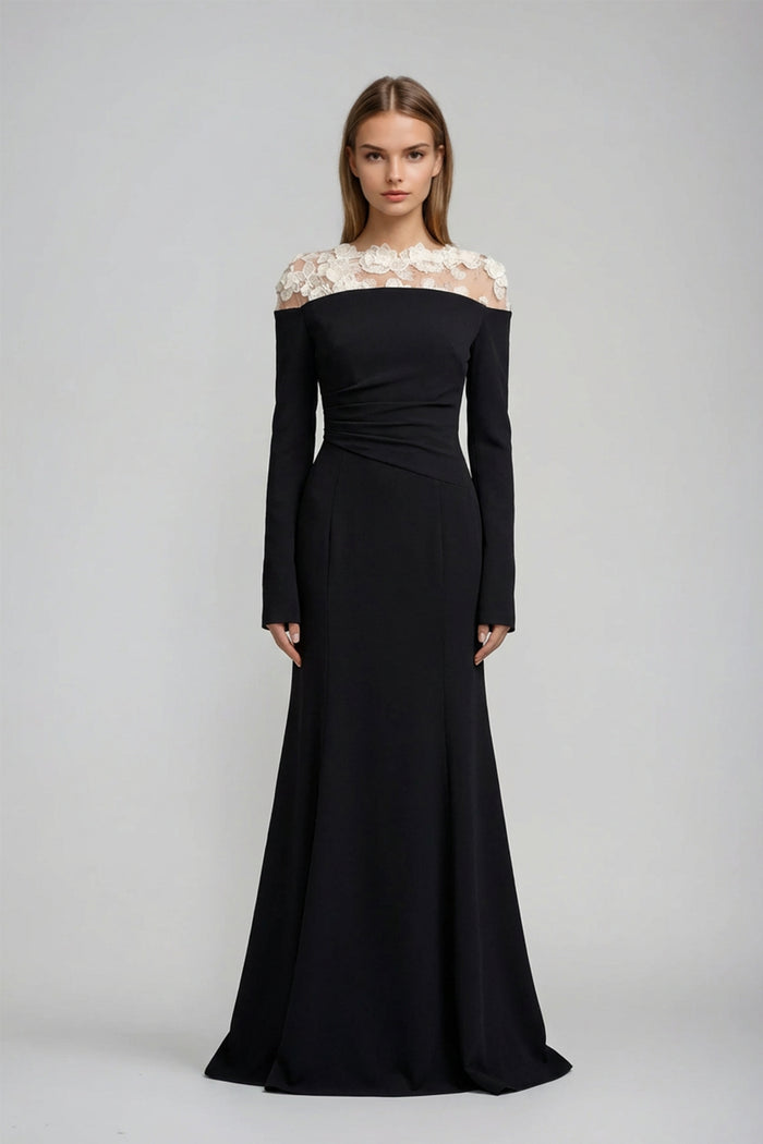 Dennis Flower Deconstruct Maxi Dress In Black