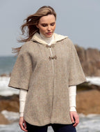Donegal Tweed Cape with Aran Collar - Natural #color_natural