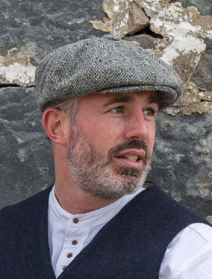 Donegal Tweed Men's Driving Cap - Silver #color_silver