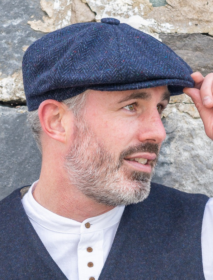 Donegal Tweed Men's Driving Cap - Navy #color_navy