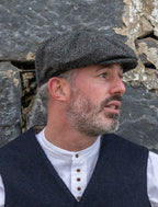 Donegal Tweed Men's Driving Cap - Charcoal #color_charcoal