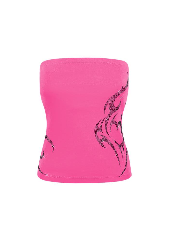 EDGE RHINESTONE TUBE TOP HOT PINK