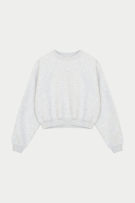 EMBROIDERED CREST SWEATSHIRT - GREY MARL