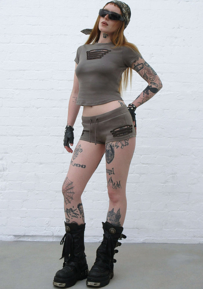 ENIGMA MILITARY MICRO RACER SHORTS WASHED ARMY GREEN