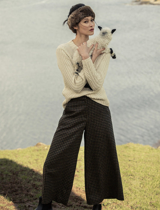 Enya Tweed Culottes - Earth Check #color_earth-check