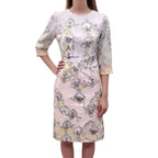 ERDEM BLUE AND PINK PATTERNED DRESS WITH SNAKESKIN EFFECT - SIZE 8