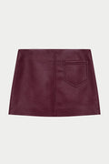 FAUX LEATHER MINI SKIRT - BURGUNDY