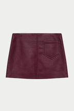 FAUX LEATHER MINI SKIRT - BURGUNDY
