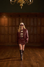 FAUX LEATHER MINI SKIRT - BURGUNDY