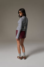 FAUX LEATHER MINI SKIRT - BURGUNDY