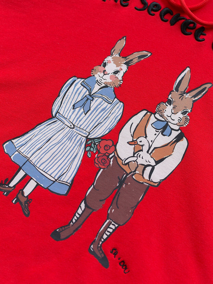 【Final Sale】Rabbit Embroidered 100% Cotton Hoodie