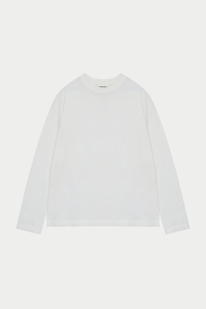 FINE GAUGE KNIT LONG SLEEVE T-SHIRT - OFF WHITE