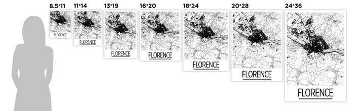 Florence Map Poster - italy Map Print - Art Deco Series