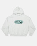 FORTUNE HOODIE PALE GREY - pale grey graphic print hoodie, front view - Cold Culture