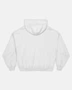 FORTUNE HOODIE PALE GREY - pale grey graphic print hoodie, back view - Cold Culture