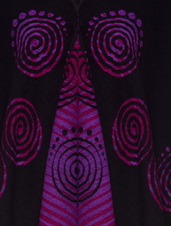 Fringed Celtic Spiral Shawl - Black & Fuchsia  - Detail #color_black-fuchsia