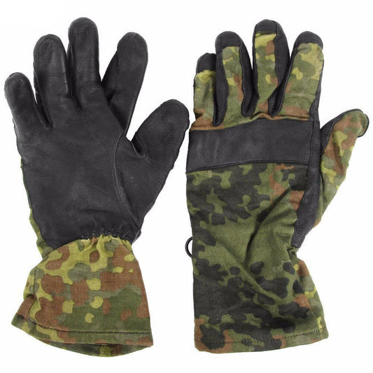 German Army Flecktarn Leather Gloves - German Army Surplus - Gloves