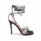GIANVITO ROSSI BLACK LACE UP SANDAL HEELS - SIZE 39.5
