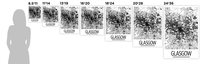Glasgow Map Poster - uk Map Print - Art Deco Series