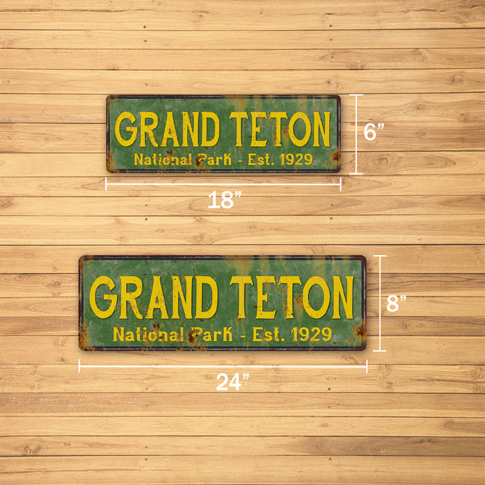 Grand Teton National Park Rustic Metal 6x18 Sign Cabin Wall Decor