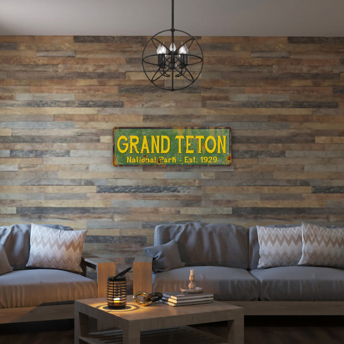 Grand Teton National Park Rustic Metal 6x18 Sign Cabin Wall Decor