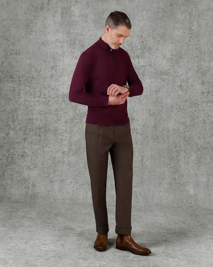 Hamilton Merino Wool Silk Cashmere Quarter Zip Jumper