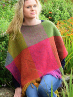 Handwoven Ladies Tweed Fringed Poncho - Carnival #color_carnival