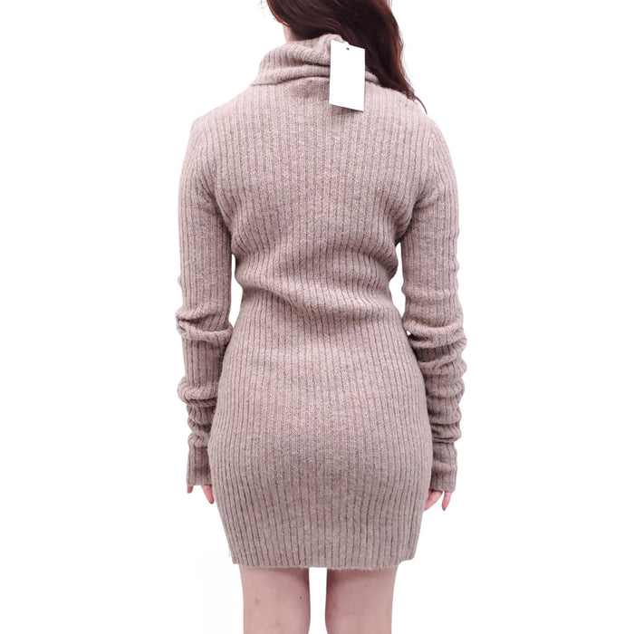 HELSA TAUPE RIBBED SWEATER DRESS - SIZE L