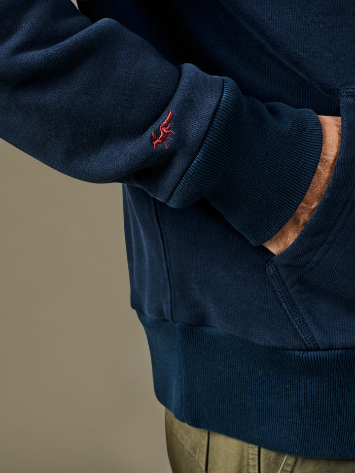 Aubin Navy Heslam Waffle Lined Hoody | Sweats