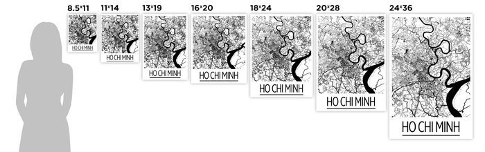 Ho Chi Minh Map Poster - vietnam Map Print - Art Deco Series