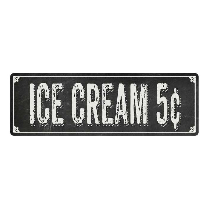 Ice Cream shabby chic black chalkboard metal sign with vintage parlor lettering
