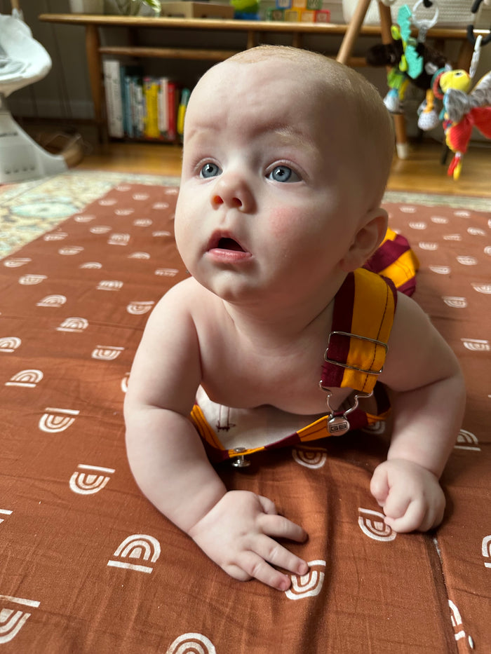Infant Toddler Bib Overalls (Garnet & Gold)
