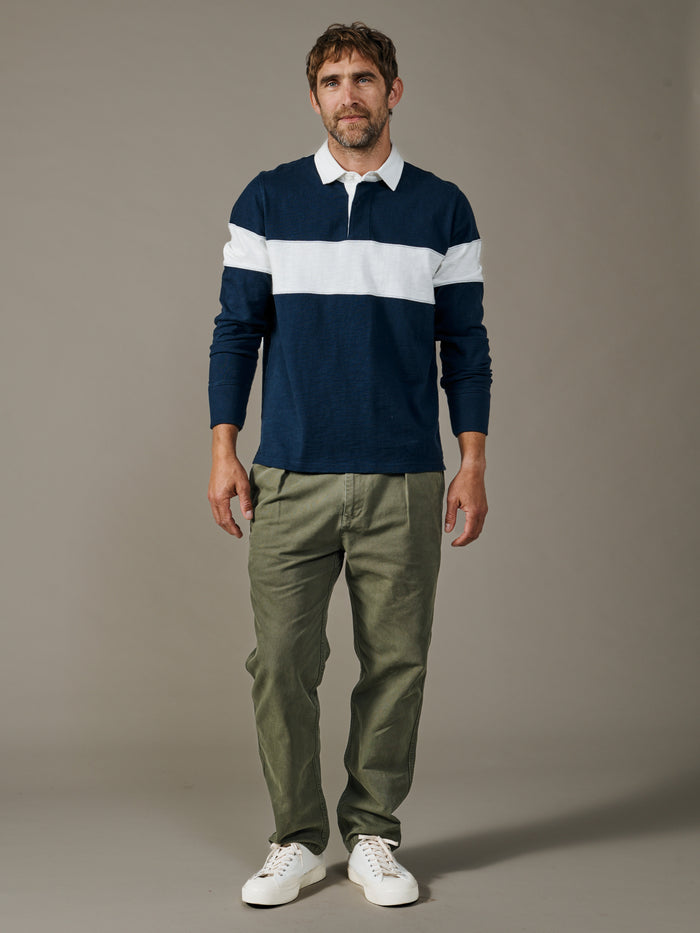 Aubin Navy/Vintage White Cut and Sew Irnham Rugby Shirt | Rugby Shirts