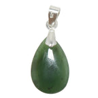 green jade teardrop in sterling silver pendant