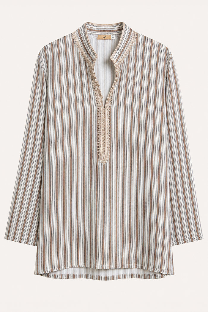 Jawad Linen Beige Striped Shirt
