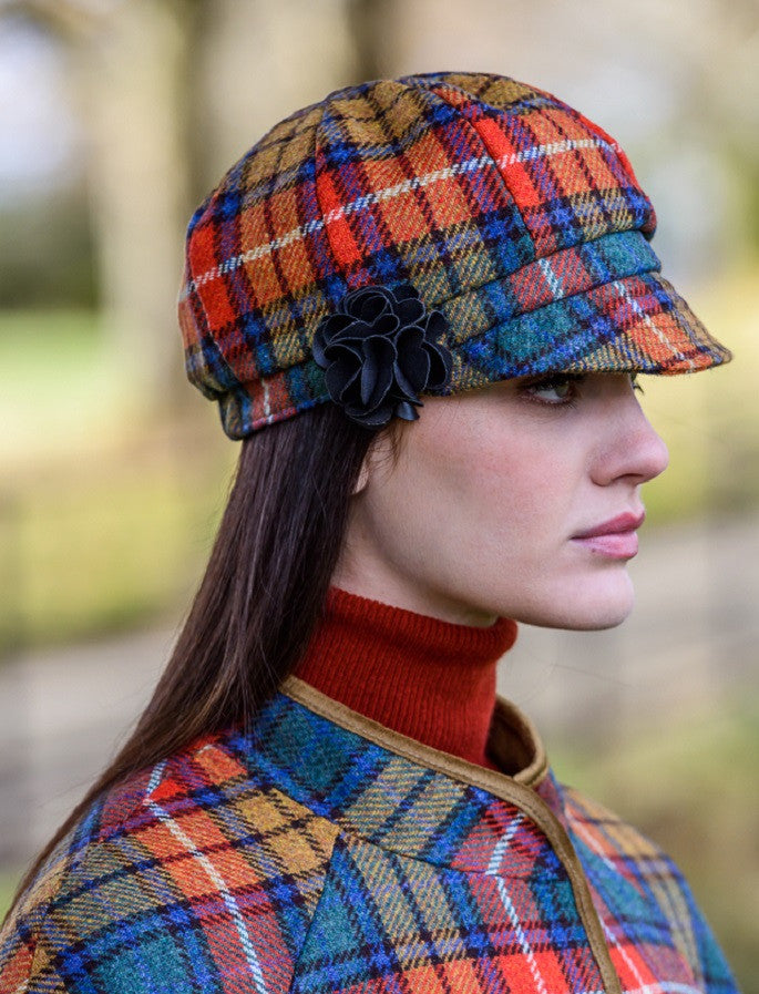 Ladies Tweed Newsboy Hat - Summer Plaid #color_summer-plaid