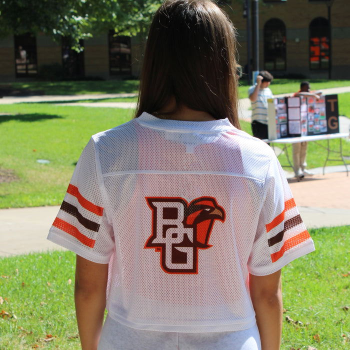Ladies Zoozatz BGSU Peekaboo Cropped Mesh Tee