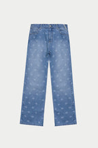 LASER PRINT EMBLEM JEANS - BLUE WASH