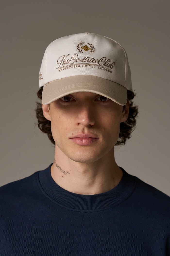 LAUREL EMBROIDERY CAP - BEIGE