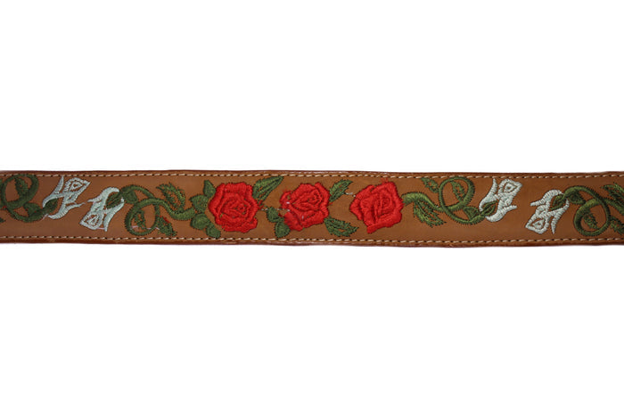 Leather Rose Belt w/ Square Buckle - Honey