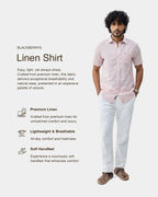 Light Pink Half Sleeve Linen Solid Shirt - Cleo